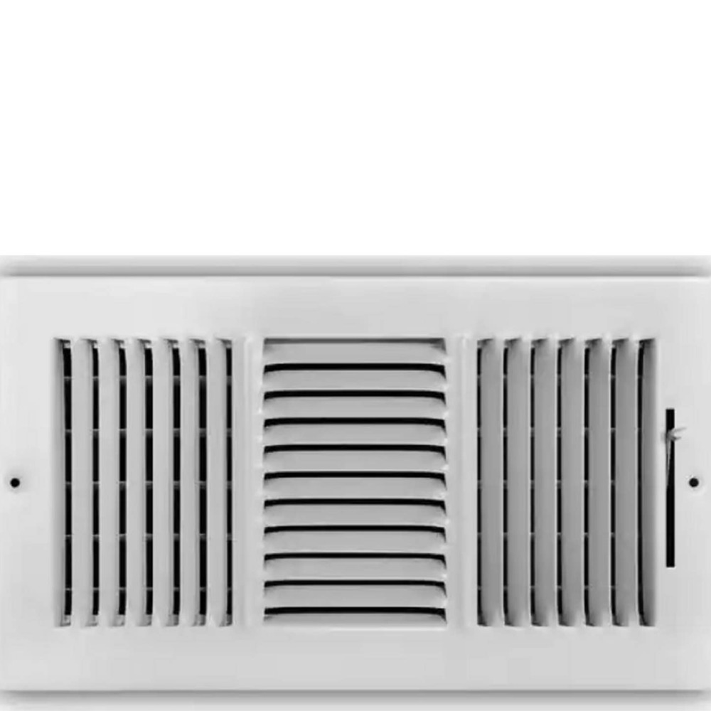 12 in. x 6 in. 3-Way Steel Wall or Ceiling Register Vent, White - Free Shipping